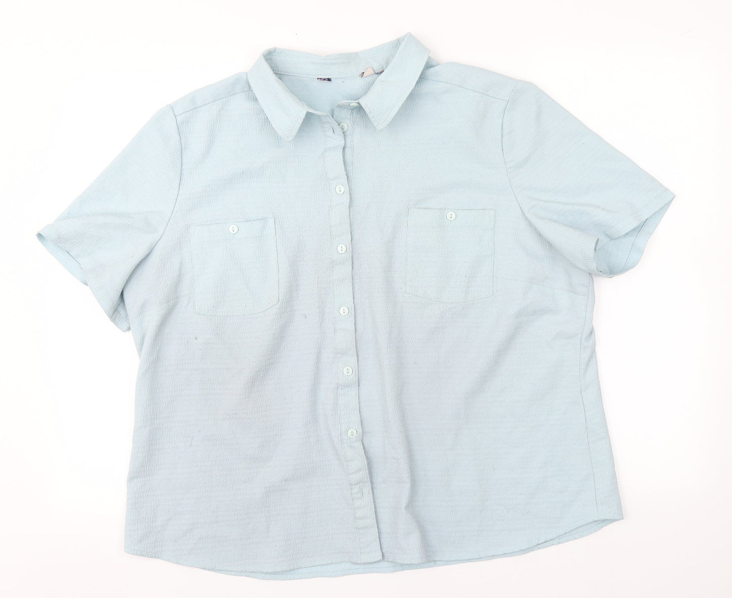 Womens UK Size  Preworn Blue Basic Button-Up