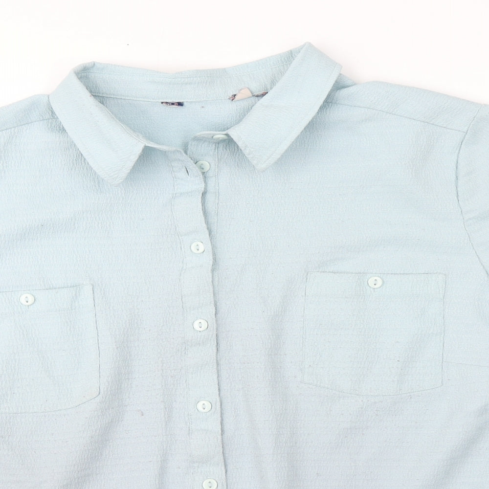 Womens UK Size  Preworn Blue Basic Button-Up