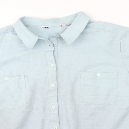 Womens UK Size  Preworn Blue Basic Button-Up