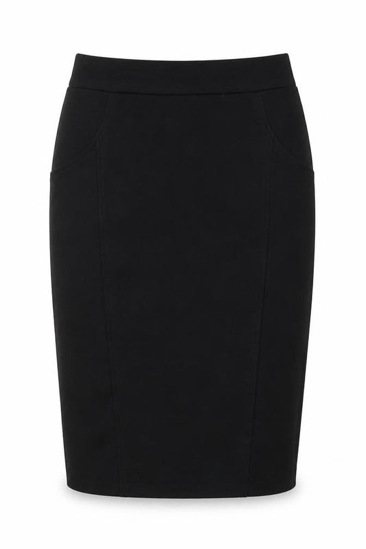 Front view of Savoir women’s brown polyester straight & pencil skirt, size UK 14