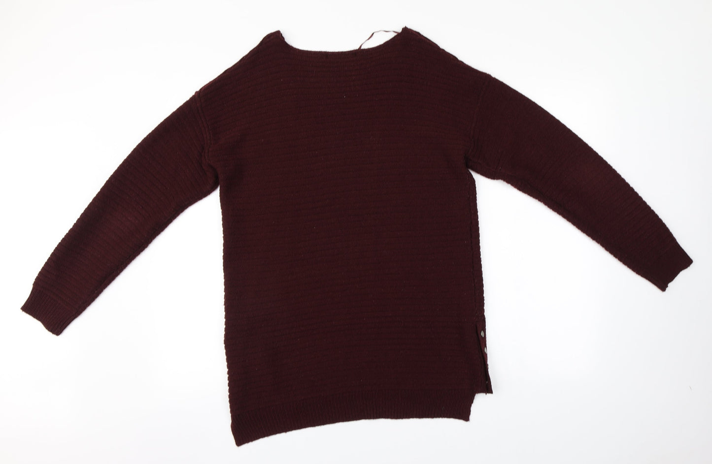 Peacocks Womens Red Round Neck Striped Acrylic Pullover Jumper Size M