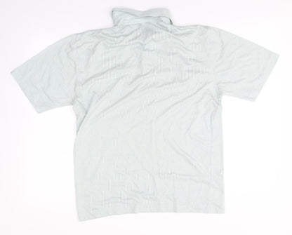 MC Mens Green Striped Cotton  Polo Size S Collared