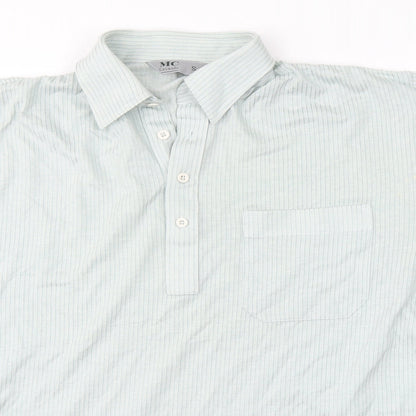 MC Mens Green Striped Cotton  Polo Size S Collared