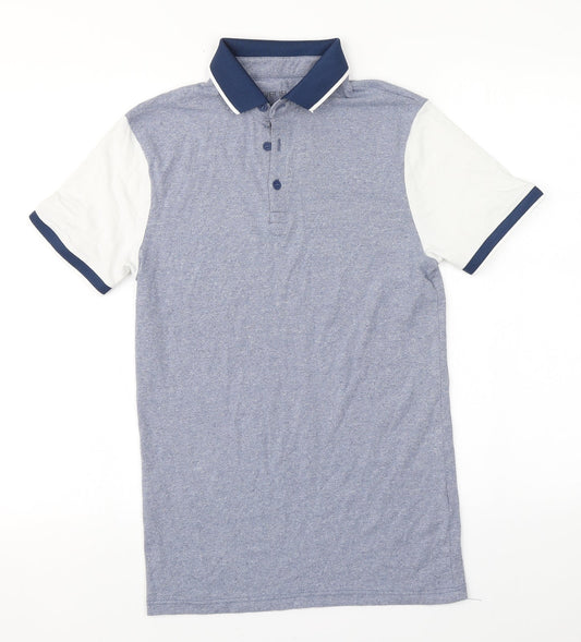 River Island Mens Blue  Cotton  Polo Size S Collared