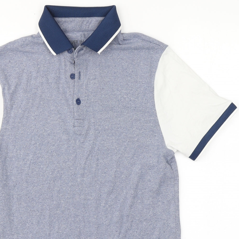 River Island Mens Blue  Cotton  Polo Size S Collared