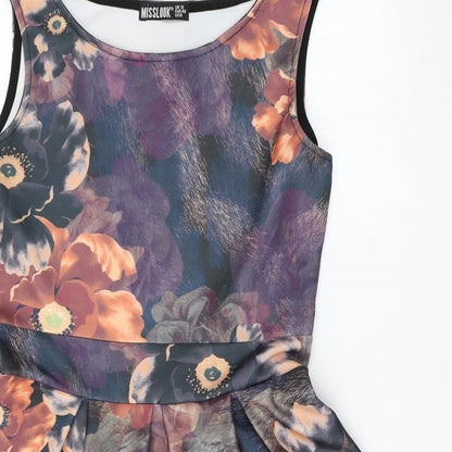MissLook Womens Multicoloured Floral Polyester A-Line  Size 12  Round Neck