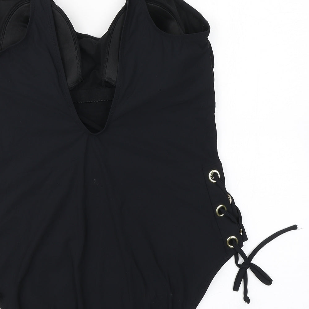 Womens UK Size  Preworn One-Piece Black Leotard