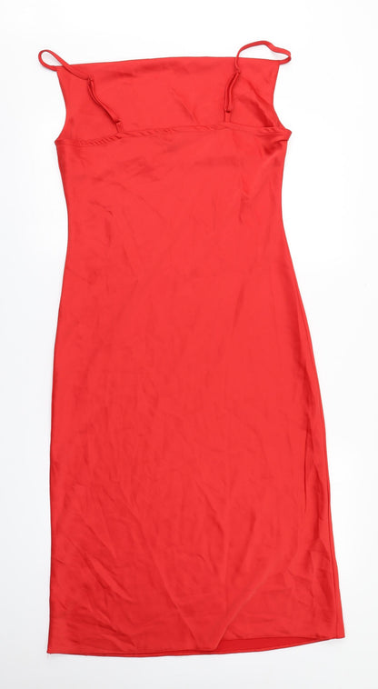New Look Womens Red  Polyester Pencil Dress  Size 10  Square Neck