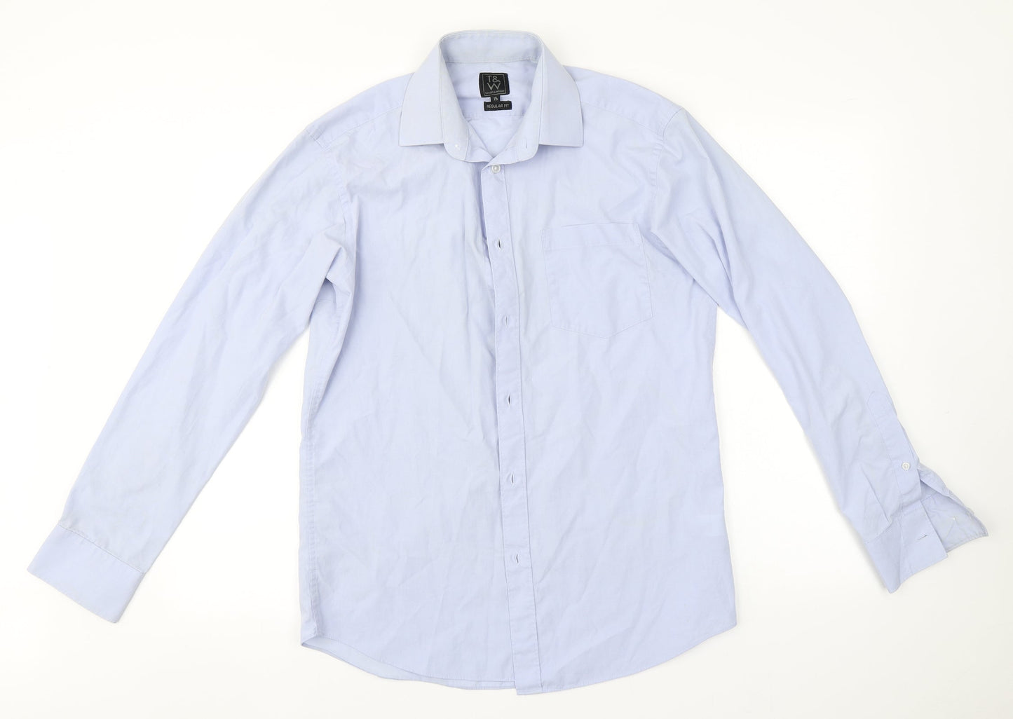 Taylor & Wright Mens Blue  Polyester  Button-Up Size 15 Collared