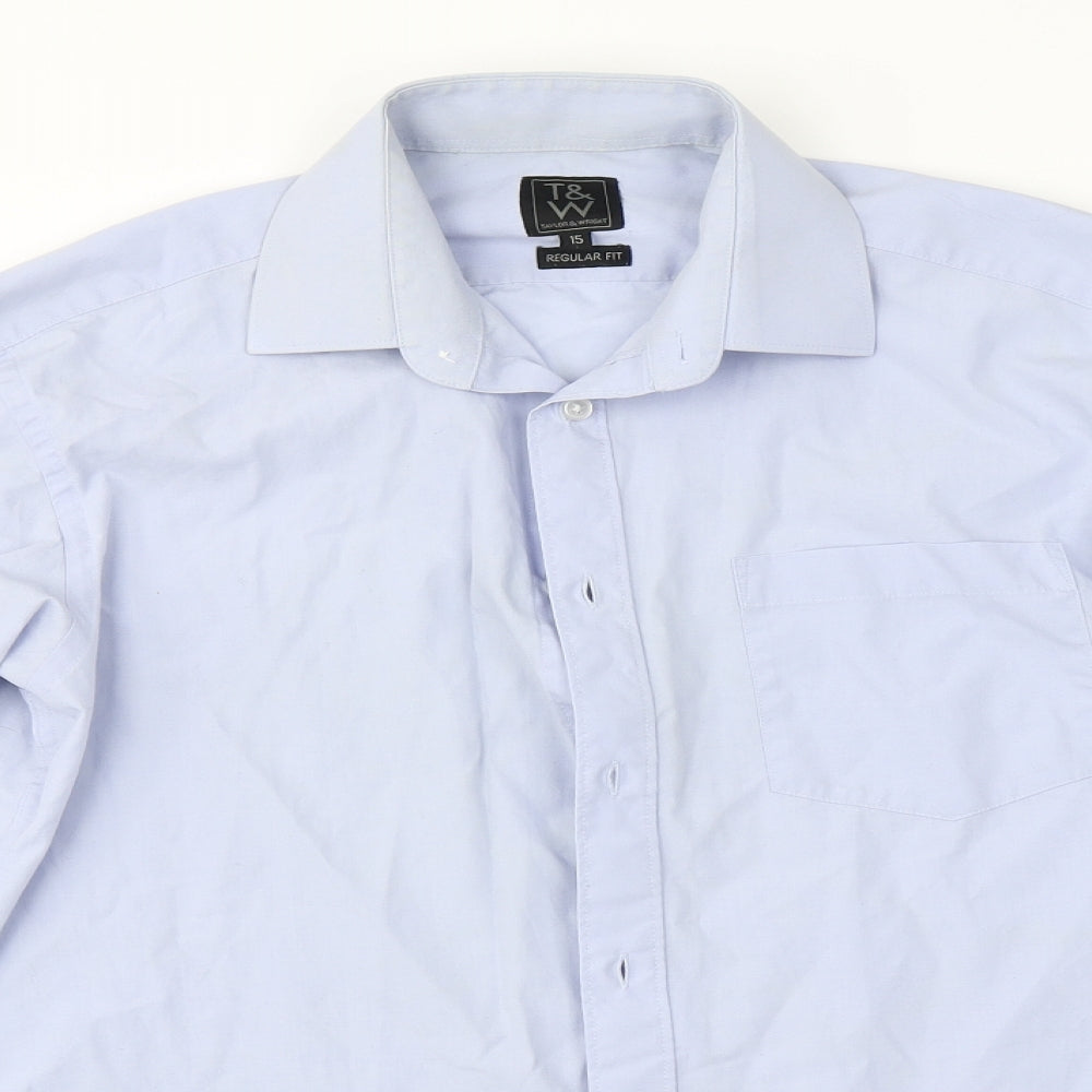Taylor & Wright Mens Blue  Polyester  Button-Up Size 15 Collared