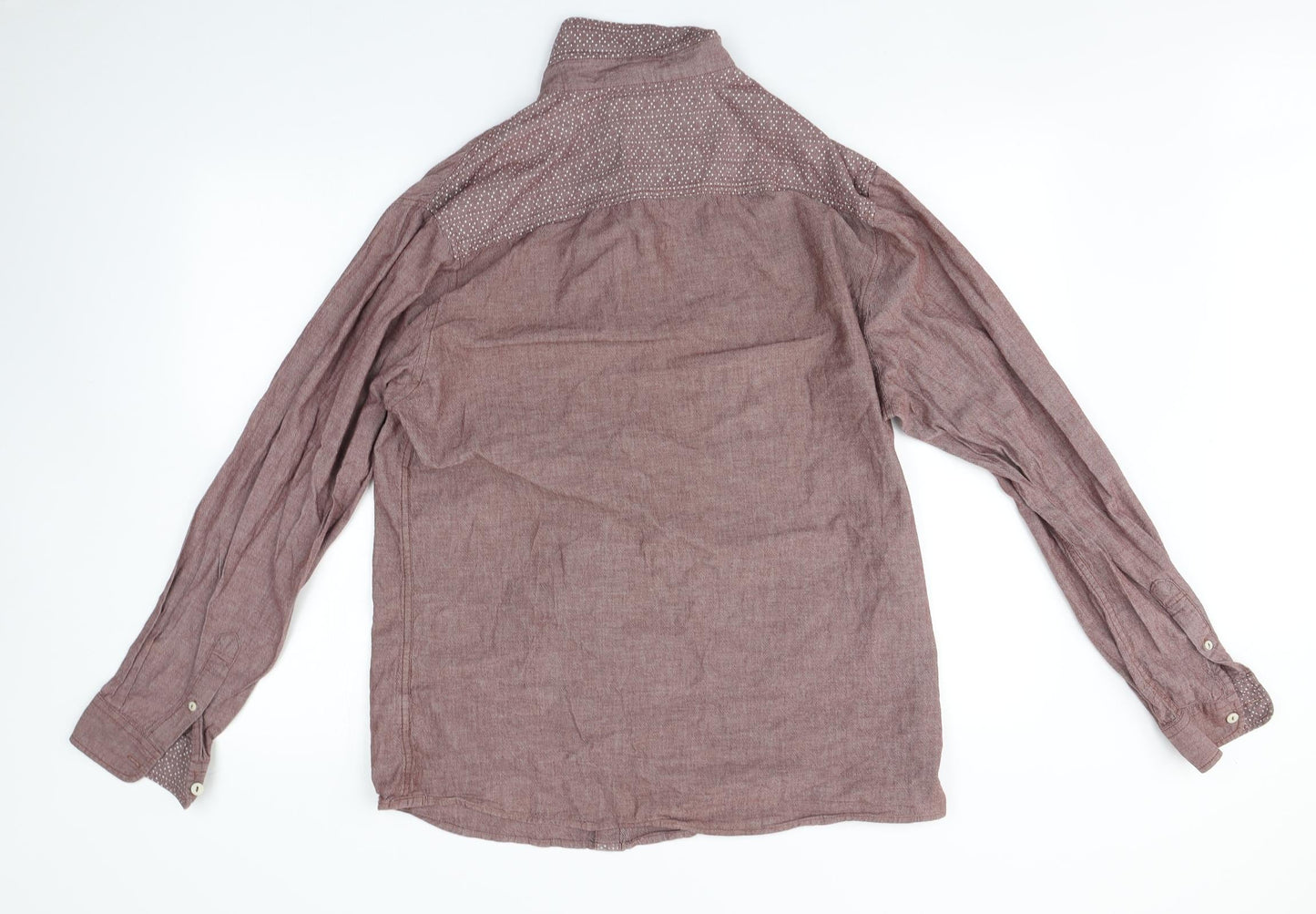 Mens UK Size L Easy Grey  Button-Up Long Sleeve Casual Shirt