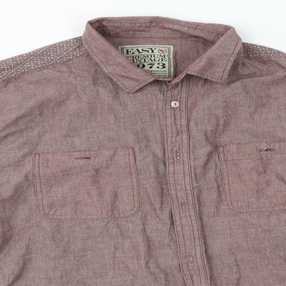 Mens UK Size L Easy Grey  Button-Up Long Sleeve Casual Shirt