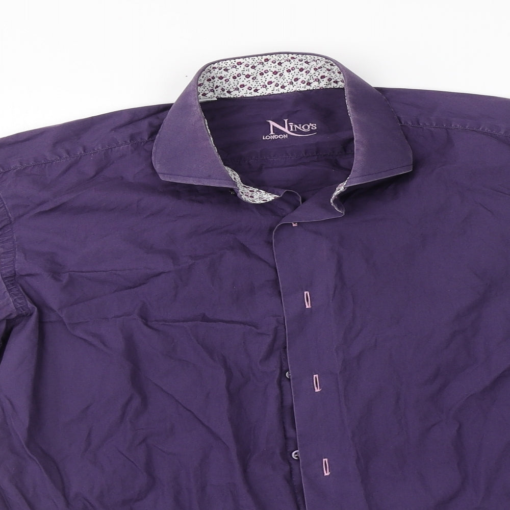 Mens UK Size 15.5 Nino's Blue  Button-Up Long Sleeve Casual Shirt
