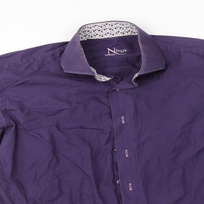 Mens UK Size 15.5 Nino's Blue  Button-Up Long Sleeve Casual Shirt
