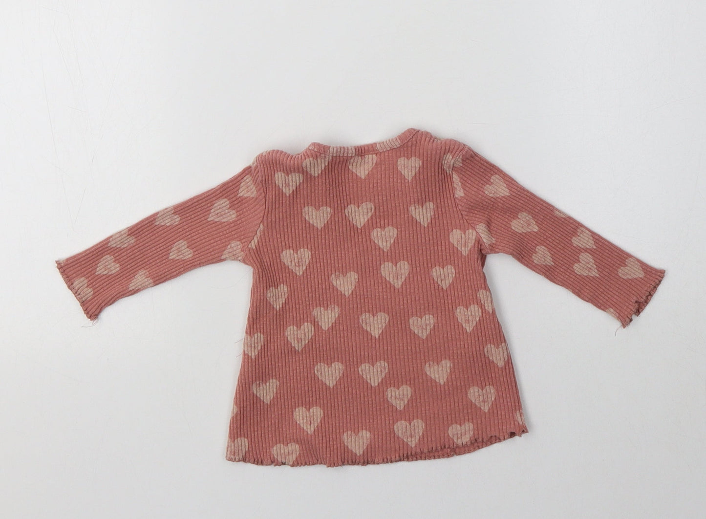 George Baby Pink  Cotton Basic T-Shirt Size 3-6 Months Crew Neck  - Heart Print