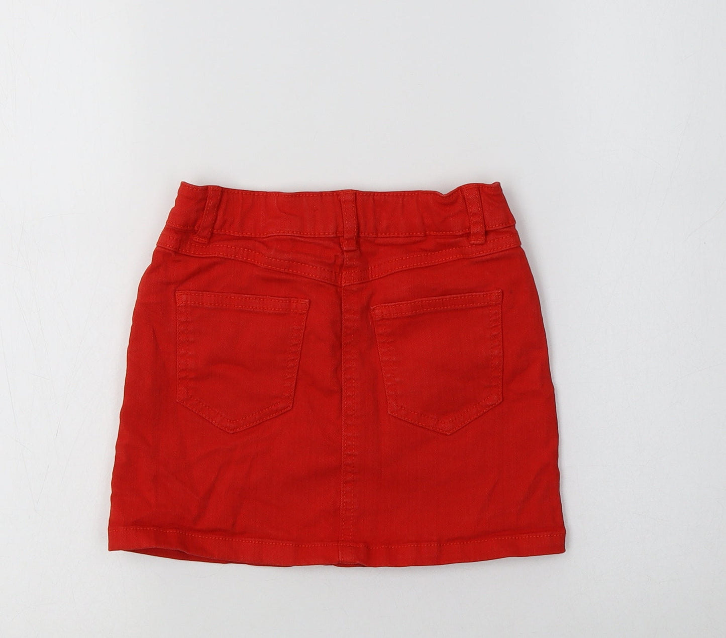 M&S Girls Red  Cotton Mini Skirt Size 3-4 Years  Regular
