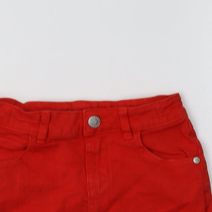 M&S Girls Red  Cotton Mini Skirt Size 3-4 Years  Regular