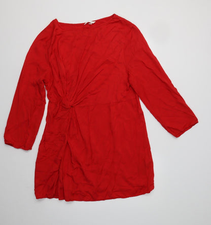 H&M Womens Red  Viscose Sheath  Size M  Round Neck