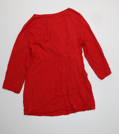H&M Womens Red  Viscose Sheath  Size M  Round Neck
