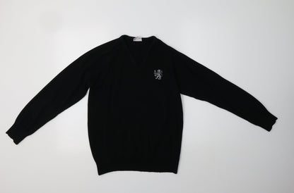 Charles Kirk Womens Black V-Neck  Acrylic Pullover Jumper Size M