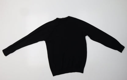 Charles Kirk Womens Black V-Neck  Acrylic Pullover Jumper Size M