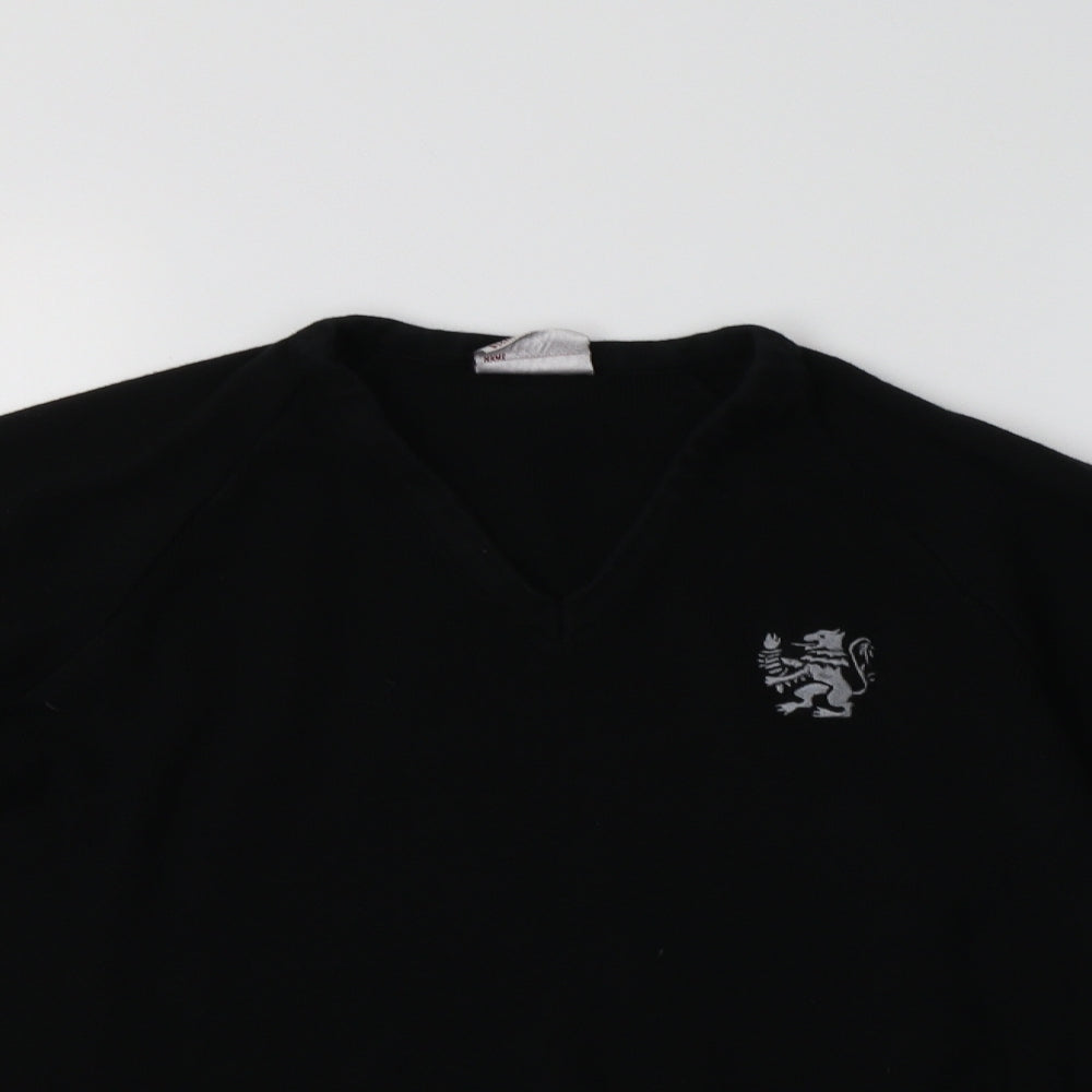 Charles Kirk Womens Black V-Neck  Acrylic Pullover Jumper Size M