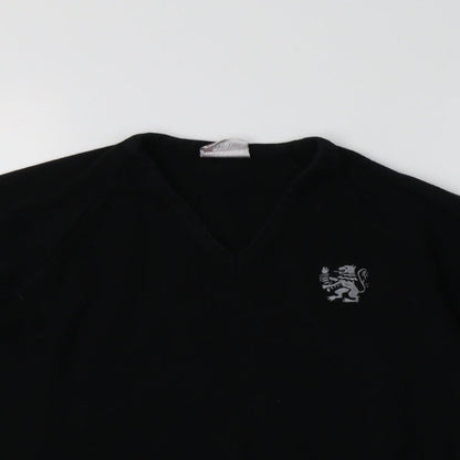 Charles Kirk Womens Black V-Neck  Acrylic Pullover Jumper Size M