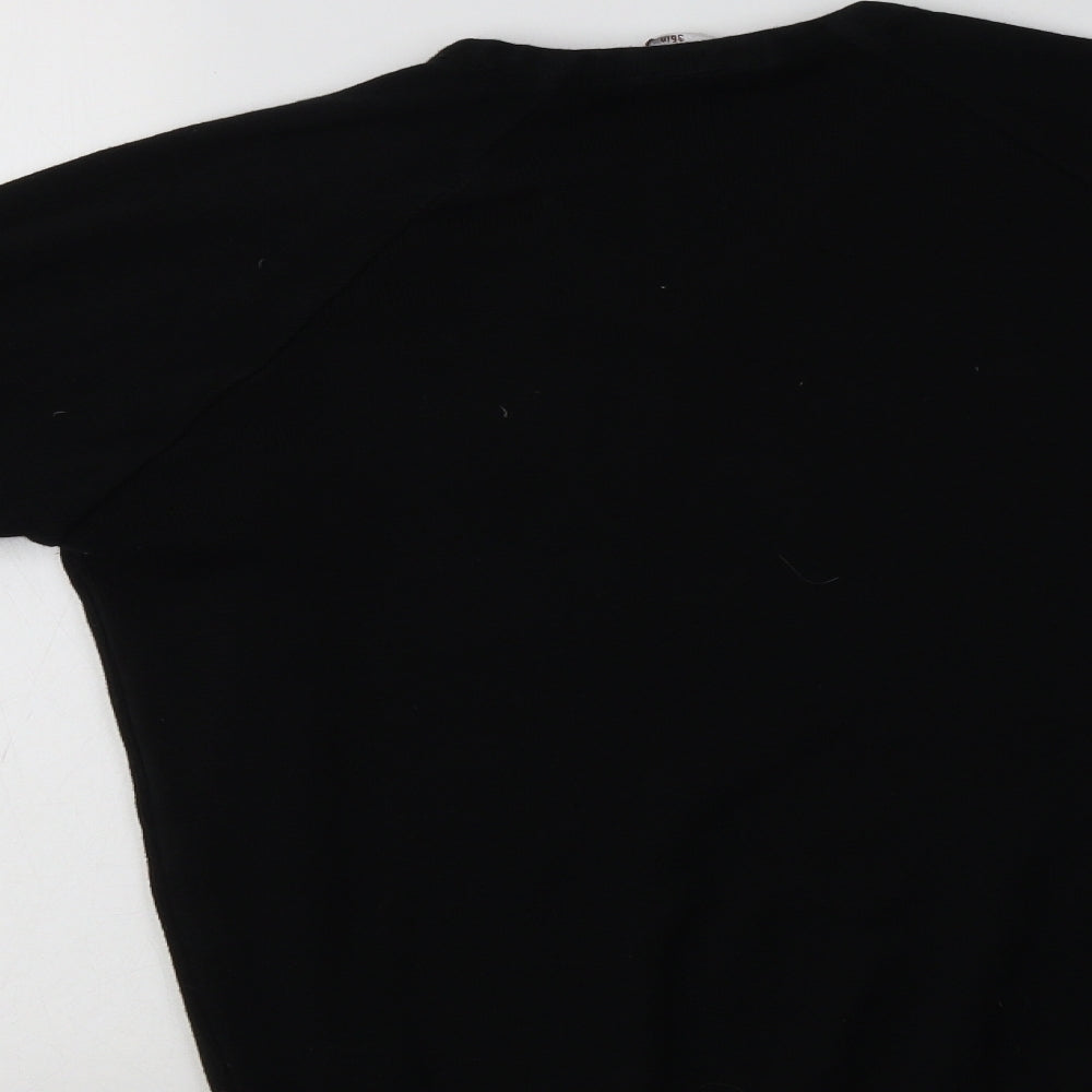 Charles Kirk Womens Black V-Neck  Acrylic Pullover Jumper Size M