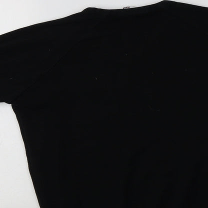 Charles Kirk Womens Black V-Neck  Acrylic Pullover Jumper Size M