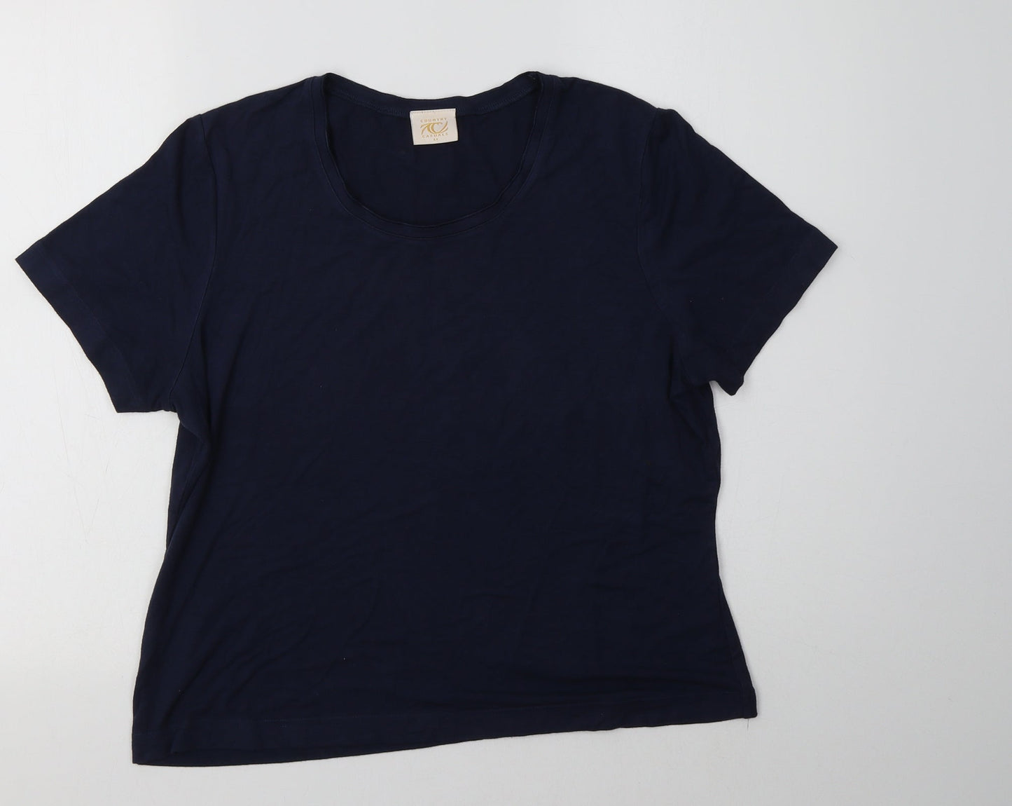 Womens UK Size L Country Casuals Blue Basic T-Shirt