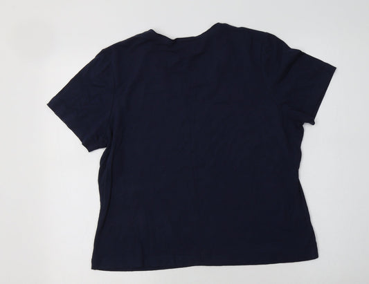 Womens UK Size L Country Casuals Blue Basic T-Shirt