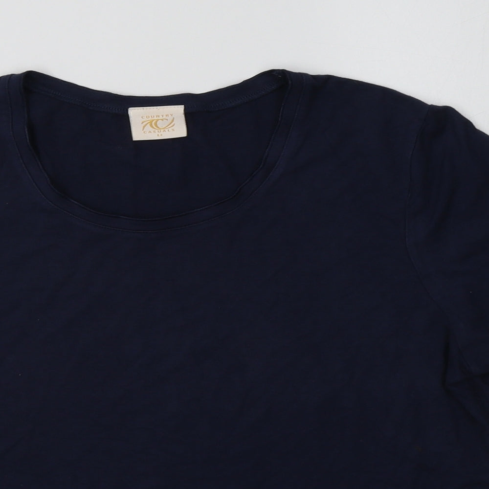Womens UK Size L Country Casuals Blue Basic T-Shirt