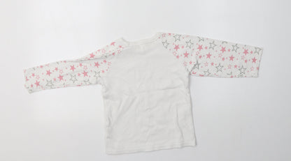 Preworn Girls White  Cotton Top Pyjama Top Size 3-4 Years   - Star Print
