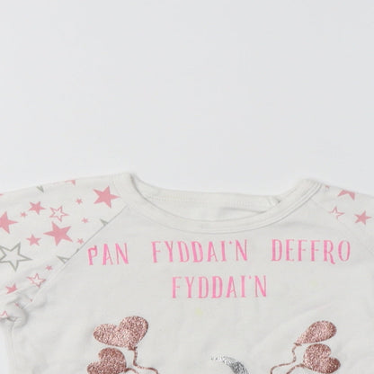 Preworn Girls White  Cotton Top Pyjama Top Size 3-4 Years   - Star Print