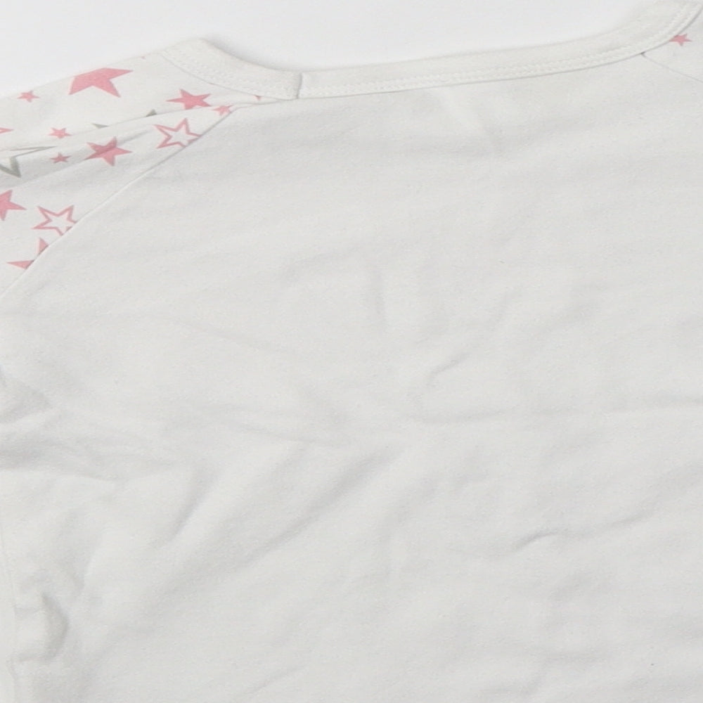 Preworn Girls White  Cotton Top Pyjama Top Size 3-4 Years   - Star Print