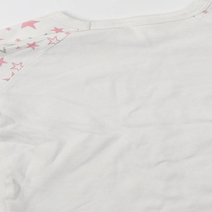 Preworn Girls White  Cotton Top Pyjama Top Size 3-4 Years   - Star Print
