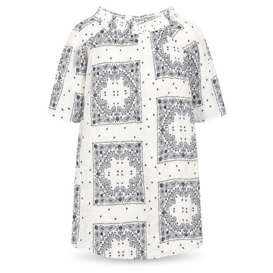 Front view of F&F women’s white paisley viscose shift, size UK 10, off the shoulder
