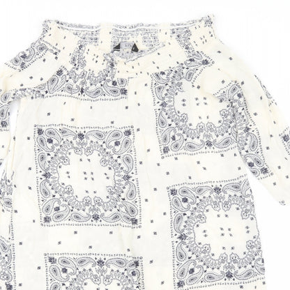 F&F Womens White Paisley Viscose Shift  Size 10  Off the Shoulder