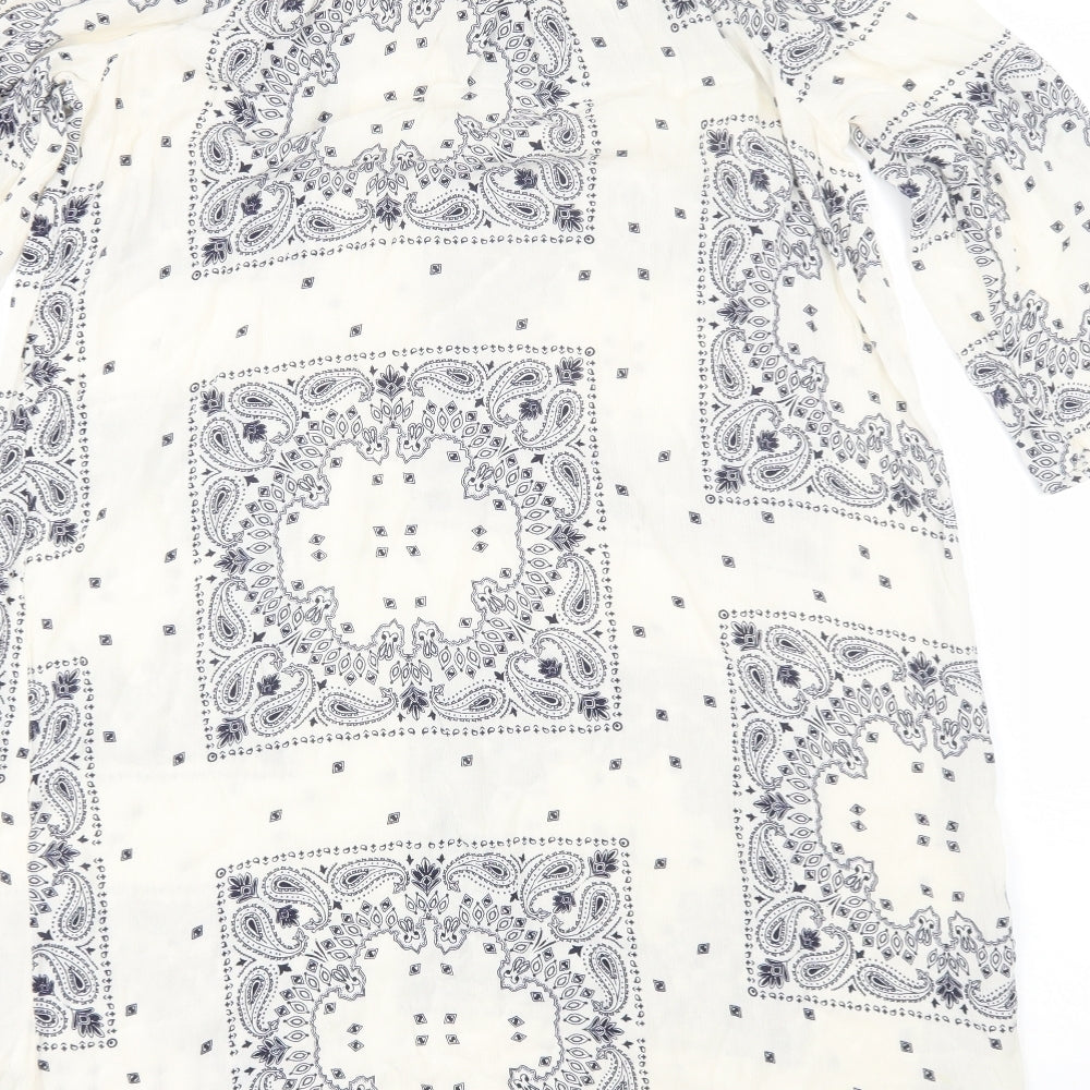 F&F Womens White Paisley Viscose Shift  Size 10  Off the Shoulder