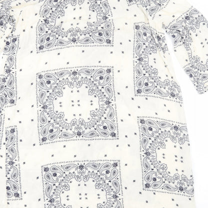 F&F Womens White Paisley Viscose Shift  Size 10  Off the Shoulder