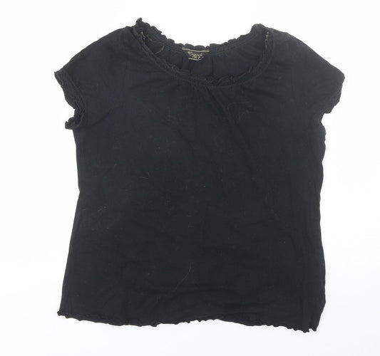 Originals Womens Black  Cotton Basic T-Shirt Size 14 Round Neck
