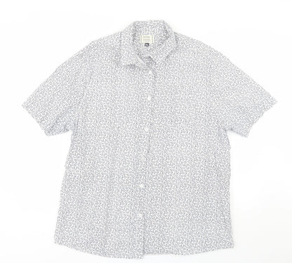 George Mens White Floral Cotton  Button-Up Size XL Collared