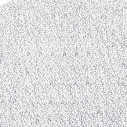 George Mens White Floral Cotton  Button-Up Size XL Collared