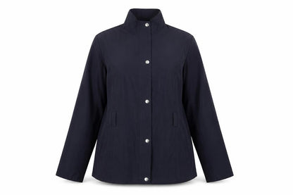 Front view of Mistwan women’s blue windbreaker jacket, size XL
