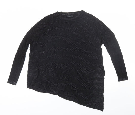 Papaya Womens Black  Viscose Basic Blouse Size S Round Neck