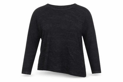 Front view of Papaya women’s black viscose basic blouse, size S, round neck