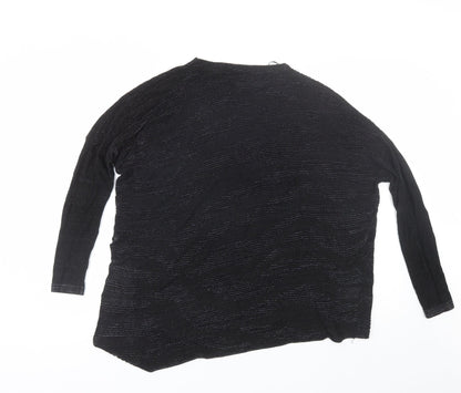 Papaya Womens Black  Viscose Basic Blouse Size S Round Neck