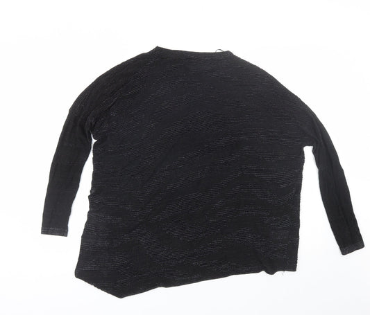 Papaya Womens Black  Viscose Basic Blouse Size S Round Neck