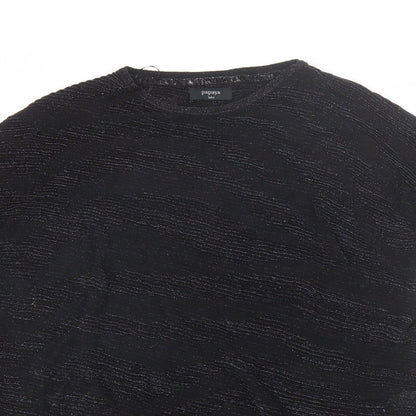 Papaya Womens Black  Viscose Basic Blouse Size S Round Neck