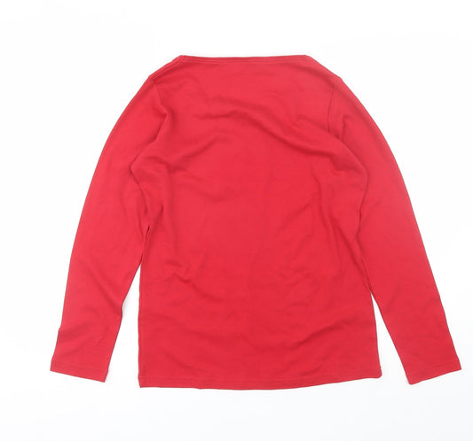 Womens UK Size S Isle Red Basic T-Shirt